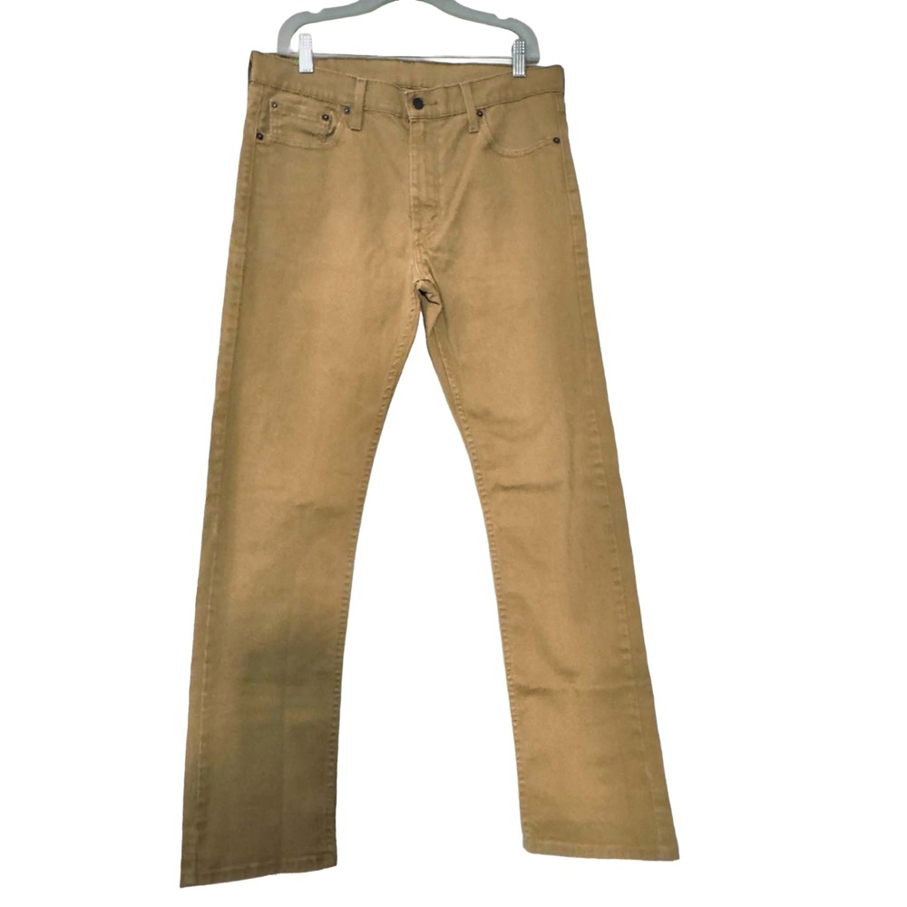 Levi's 513 W33 L32 Tan Brown Slim Straight Jeans Stretch Workwear Casual Men's